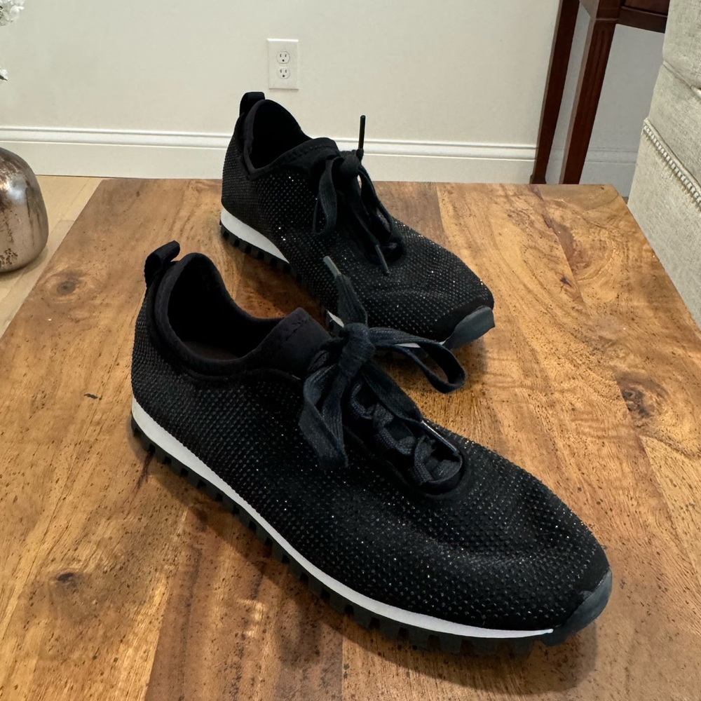 BCBG Lynn Black Rhinestone Fashion Sneakers - 9